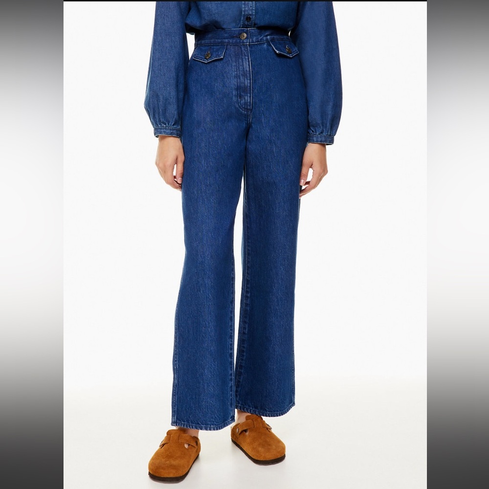 Aritzia Wilfred Free Range High Waist Wide Leg Dark Wash Jeans